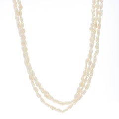 Yellow Gold Keshi Pearl Triple Strand Necklace 16" - 14k