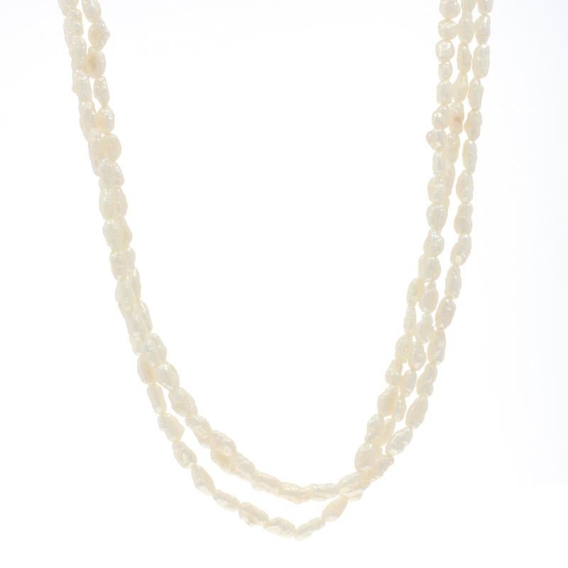 Collier triple rang de perles de Keshi en or jaune - 14k en vente