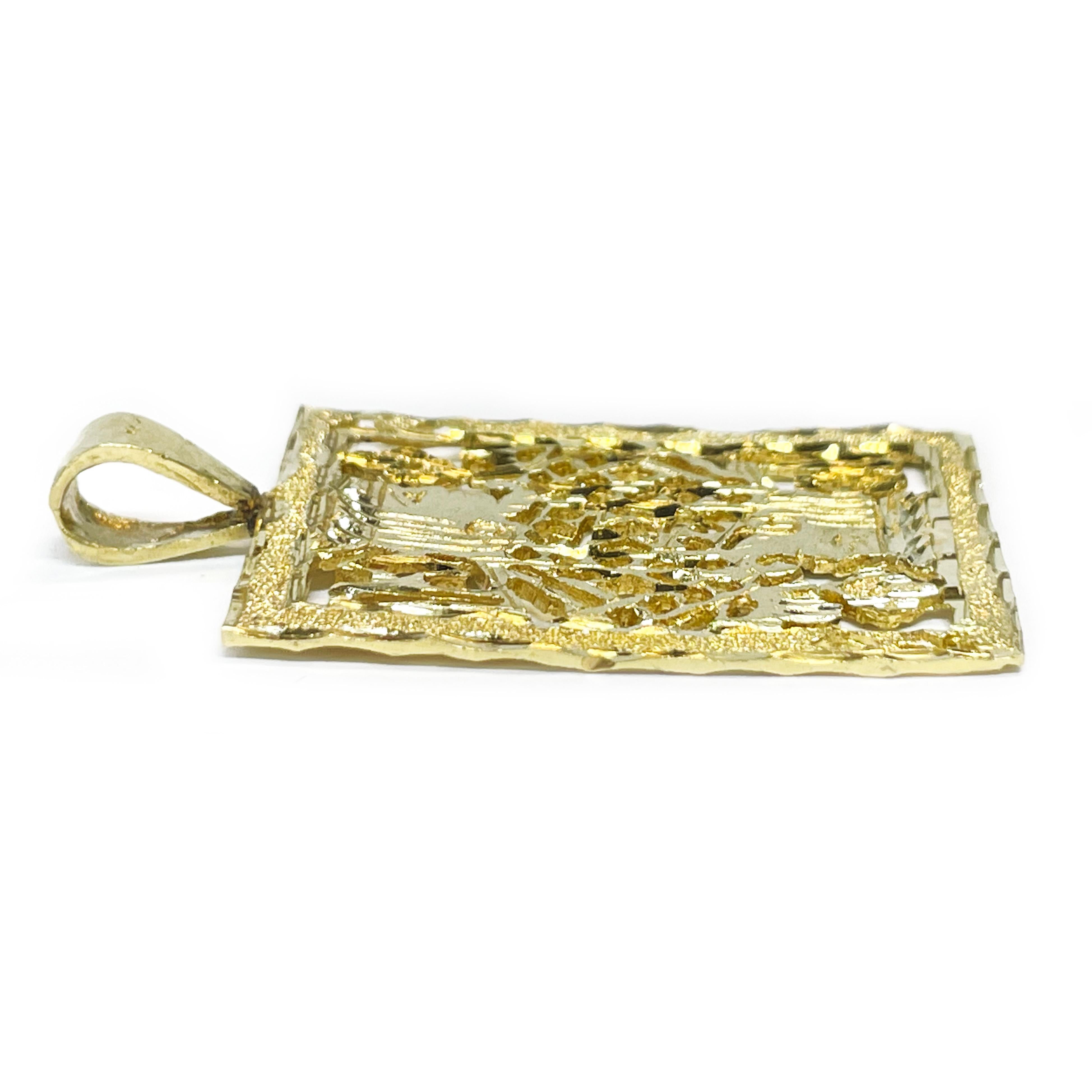 gold playing card pendant