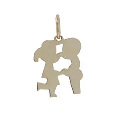 Yellow Gold Kissing Couple Charm - 14k Love Silhouette