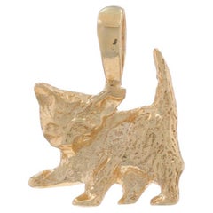 Yellow Gold Kitten Pendant - 14k Cat Lover
