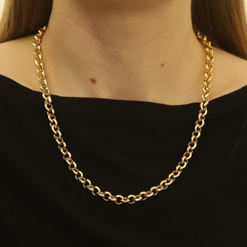 Women's Yellow Gold Knife-Edge Rolo Chain Necklace 21