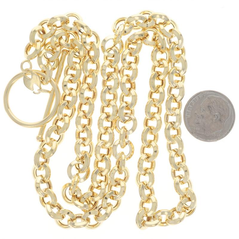 Yellow Gold Knife-Edge Rolo Chain Necklace 21