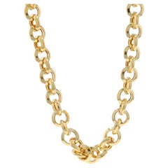 Yellow Gold Knife-Edge Rolo Chain Necklace 21" - 14k Italy