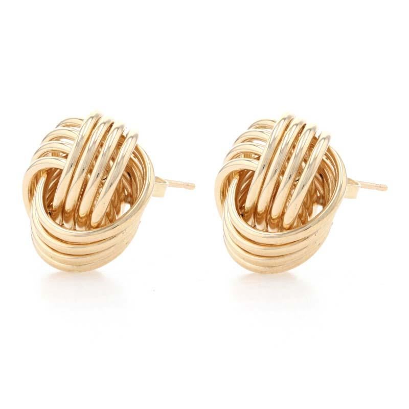 Yellow Gold Knot Large Stud Earrings - 14k Pierced In Excellent Condition For Sale In Greensboro, NC