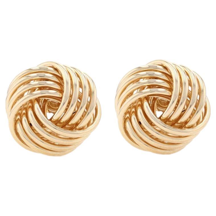 Yellow Gold Knot Large Stud Earrings - 14k Pierced For Sale