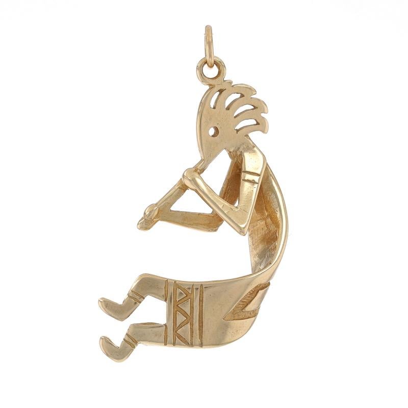 Kokopelli-Anhänger aus Gelbgold - 14k Native American Deity Flute Player für Damen oder Herren