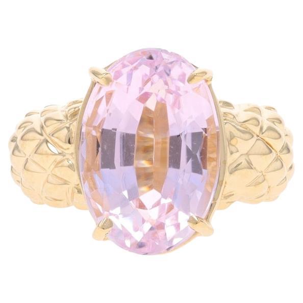 Anillo solitario cóctel de kunzita de oro amarillo - 14k Oval 6.40ct