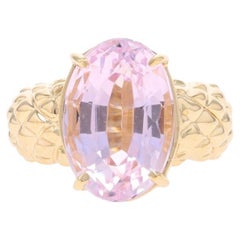 Gelbgold Kunzit Cocktail Solitär Ring - 14k Oval 6,40 Karat