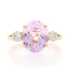 Yellow Gold Kunzite Diamond Ring - 14k Oval 5.99ctw