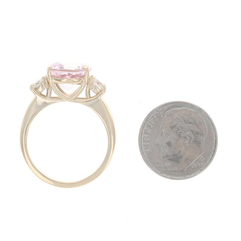 Yellow Gold Kunzite Diamond Ring - 14k Oval 5.99ctw For Sale 1