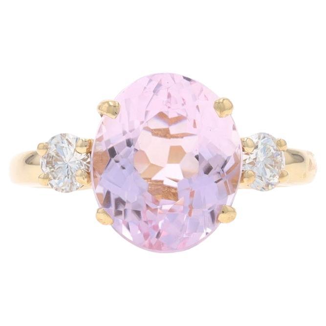Yellow Gold Kunzite Diamond Ring - 14k Oval 5.99ctw