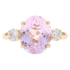 Yellow Gold Kunzite Diamond Ring - 14k Oval 5.99ctw