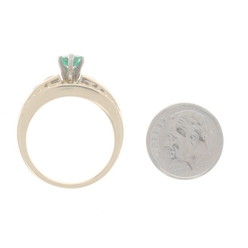 Yellow Gold Lab-Created Emerald & Diamond Ring - 14k Marquise 2.50ctw For Sale 1