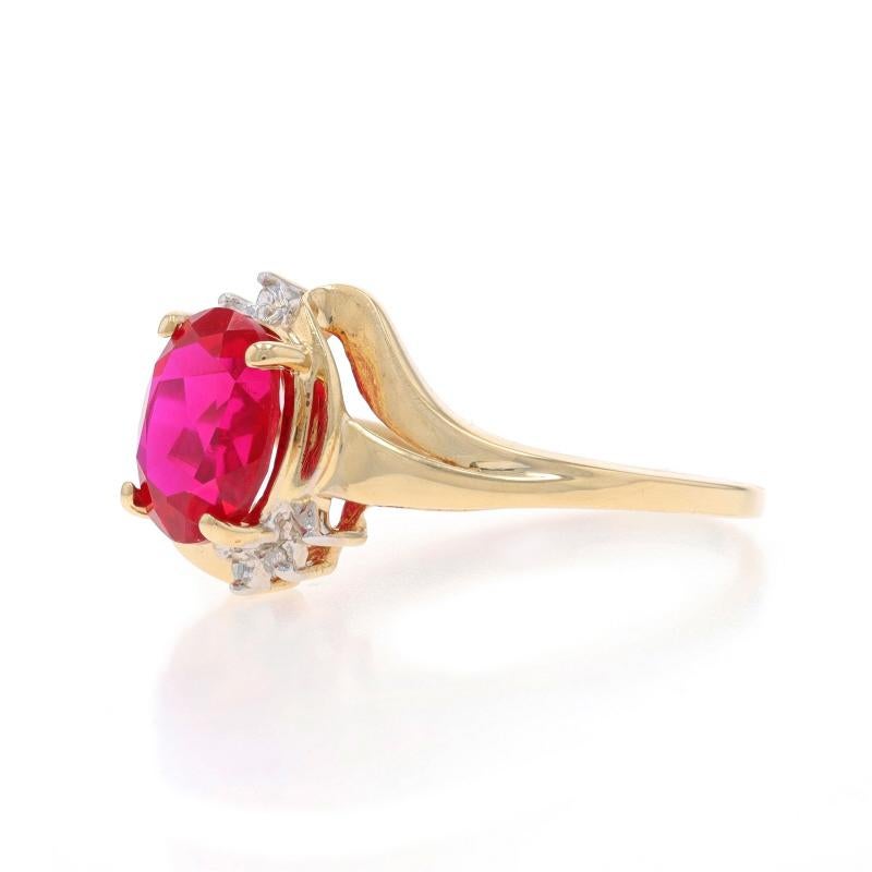 Gelbgold Labor erstellt Rubin Diamant Bypass Ring 10k Oval 4,20ctw im Zustand „Hervorragend“ im Angebot in Greensboro, NC