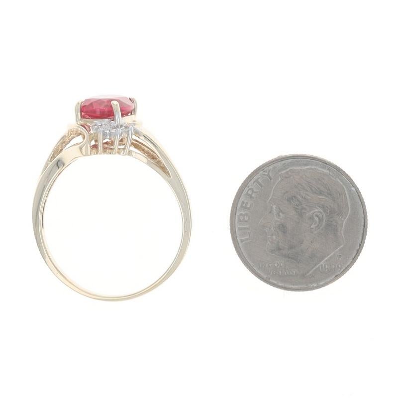 Gelbgold Labor erstellt Rubin Diamant Bypass Ring 10k Oval 4,20ctw im Angebot 1