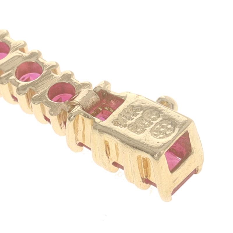 Yellow Gold Lab-Created Ruby Diamond Link Bracelet 7 3/4
