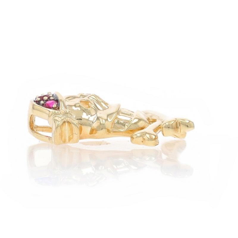 Round Cut Yellow Gold Lab Created Ruby Sapphire Jolly Roger Pendant - 10k Round .13ctw For Sale