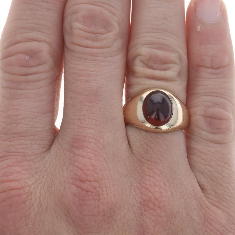 Oval Cut Yellow Gold Lab-Created Ruby Solitaire Ring 14k Oval Cabochon 8.00ct For Sale
