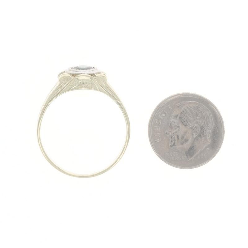 Yellow Gold Lab-Created Sapphire Art Deco Men's Ring - 14k Rd .85ct Vintage For Sale 2