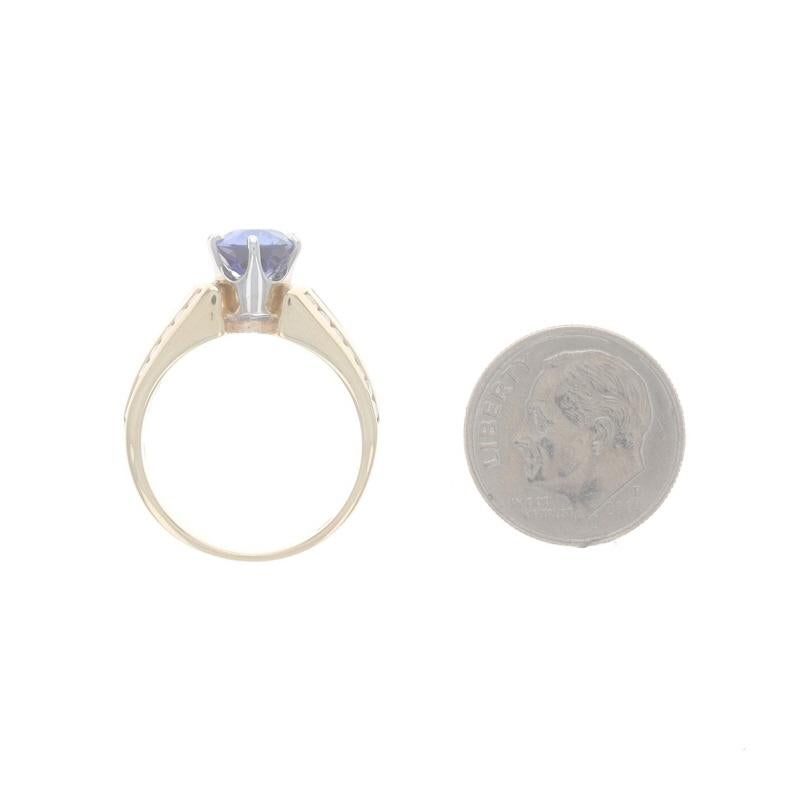 Yellow Gold Lab-Created Sapphire & Diamond Ring - 14k Oval 3.38ctw For Sale 1