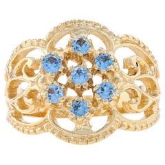 Yellow Gold Lab-Created Spinel Cluster Cocktail Ring - 14k Round .56ctw Floral