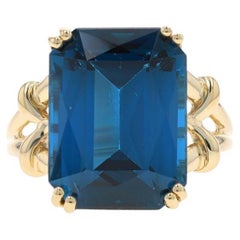 Gelbgold Lab-Created Spinell Cocktail Solitär Ring - 10k Rect Mixed 13,21ct