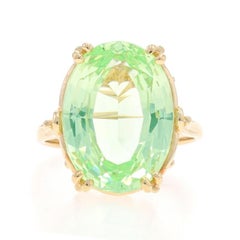 Yellow Gold Lab-Created Spinel Cocktail Solitaire Ring - 14k Mixed Oval 11.20ct