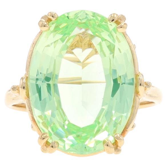 Anello solitario in oro giallo con spinello creato in laboratorio - 14k Ovale misto 11,20ct