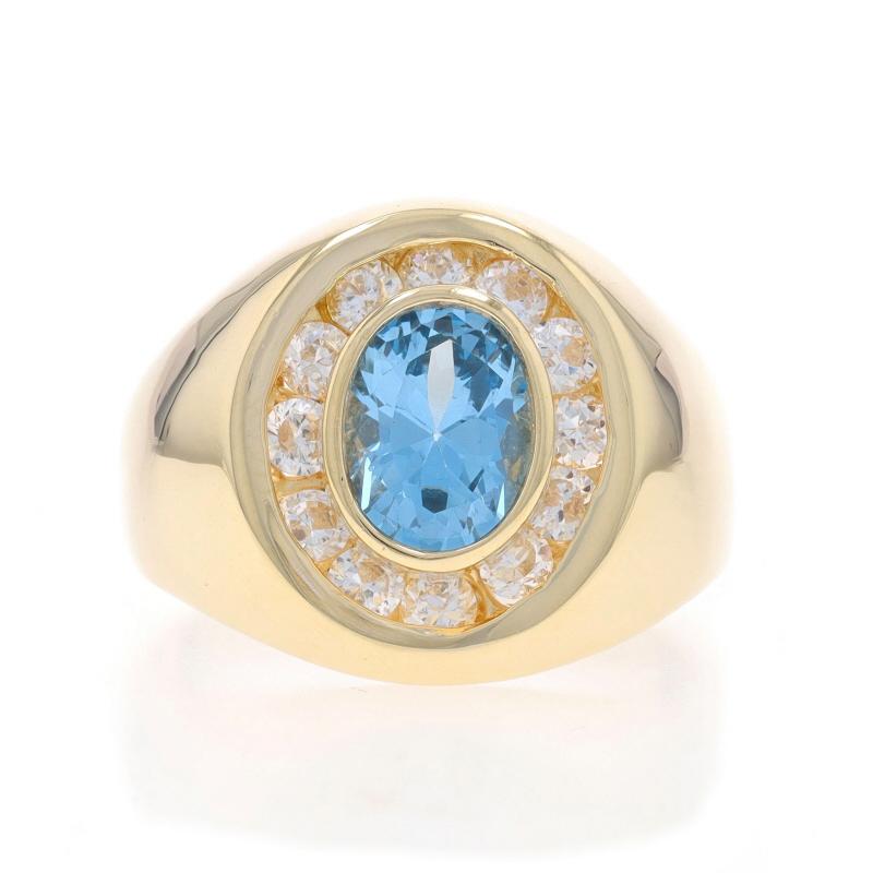 Taglia: 10 1/2
Costo della taglia: Una taglia in più per $40 o una taglia e mezza in meno per $30

Contenuto del metallo: Oro giallo 14k

Informazioni su A. Stone

Spinello sintetico
Carati: 1,89ct
Taglio: Ovale
Colore: blu

Zirconi cubici
Carati: