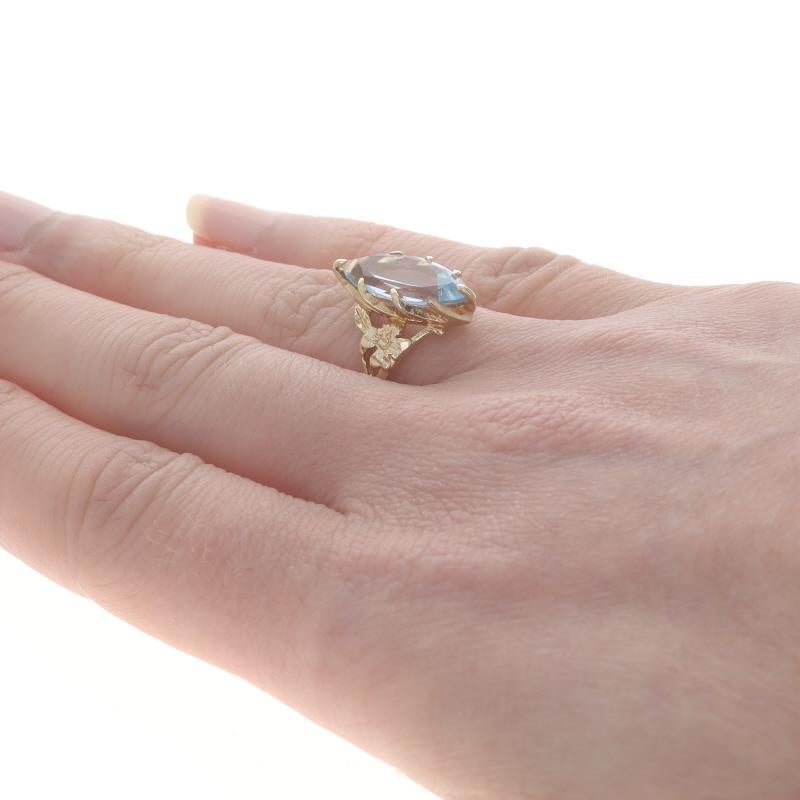 Women's Yellow Gold Lab-Created Spinel Vintage Cocktail Solitaire Ring - 14k Marq 2.45ct For Sale