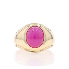 Gelbgold Lab-Created Star Rubin Herrenring 14k Oval Cabochon 5,02 Karat