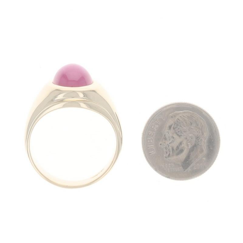 Uomo Anello da uomo in oro giallo Lab-Created Star Ruby 14k Oval Cabochon 5.02ct