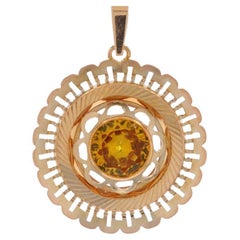 Pendentif solitaire en or jaune avec saphir jaune créé par un laboratoire 18k rond 3.00ct
