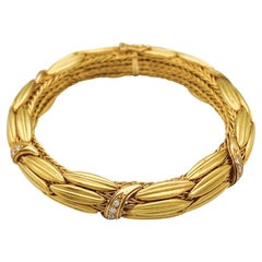 Vintage Yellow Gold Lalaounis "Ear" Bracelet, Diamonds