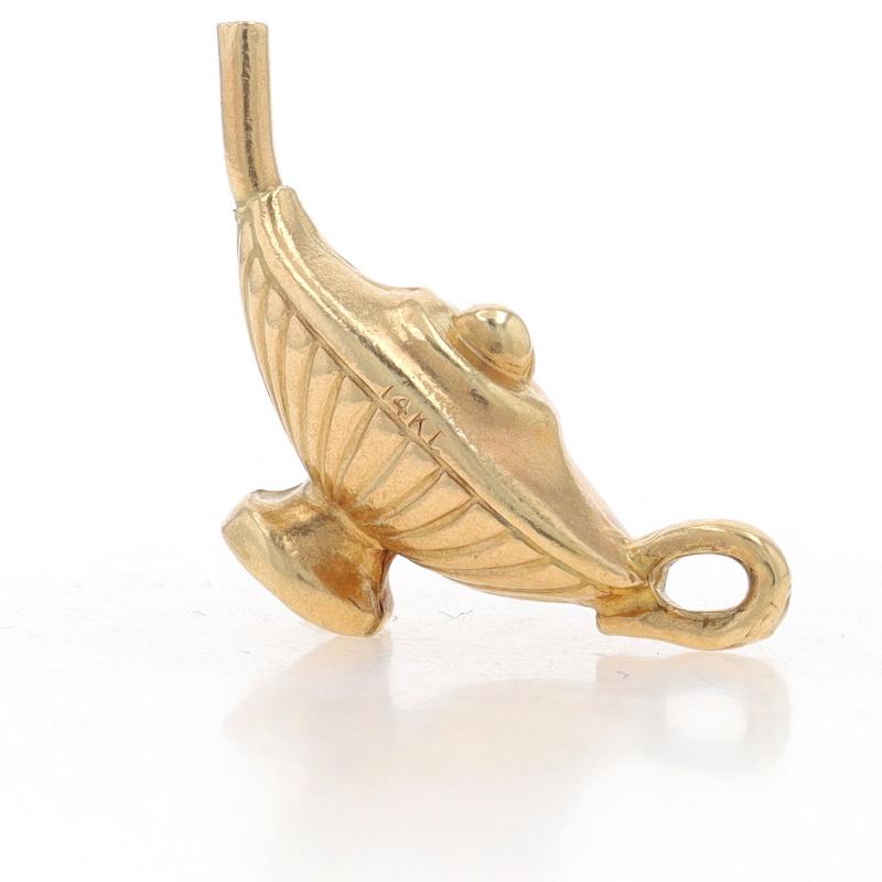 Yellow Gold Lamp of Knowledge Charm - 14k Genie Oil Lamp For Sale 1