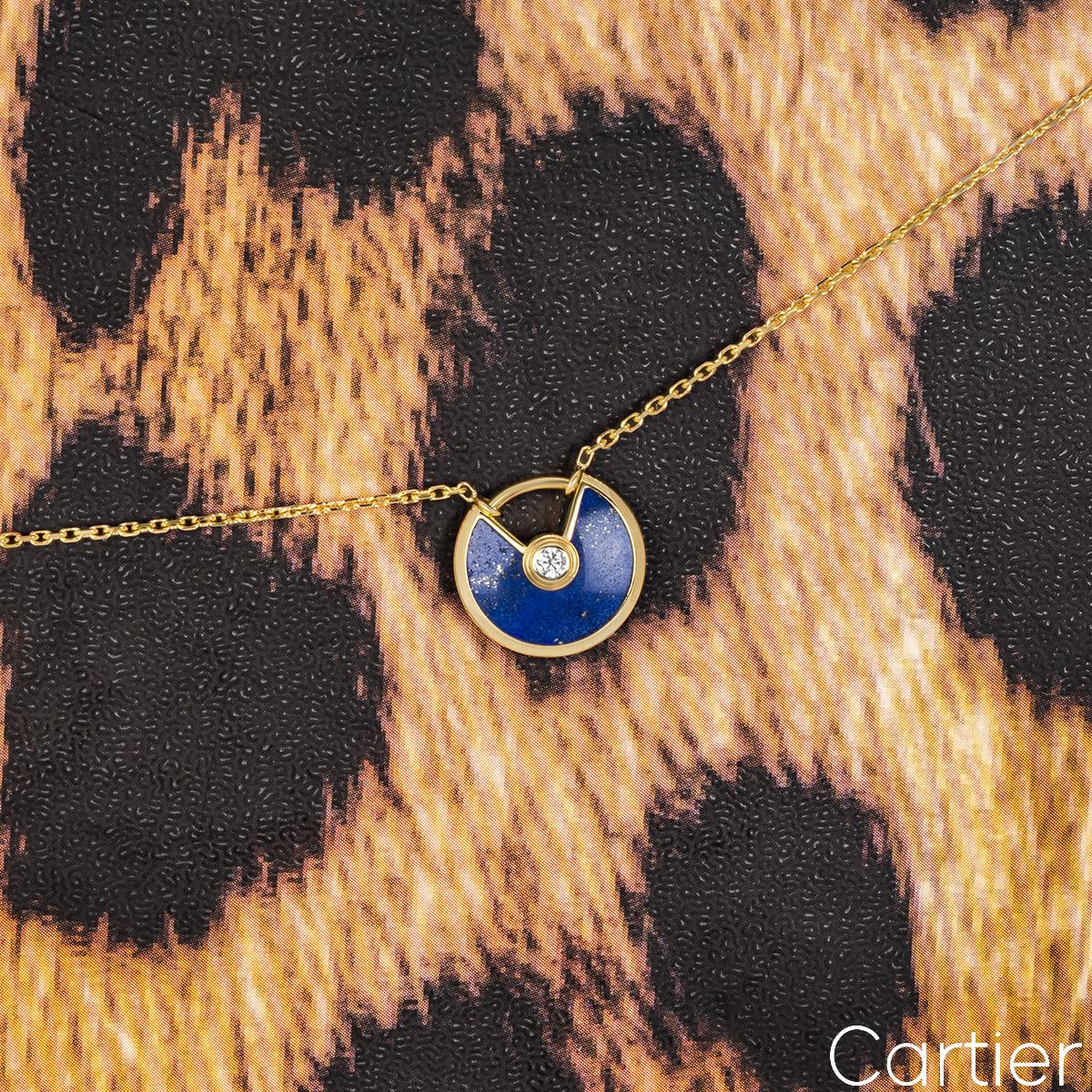 Halskette Amulette De Cartier aus Gelbgold mit Lapislazuli und Diamanten im Angebot 2