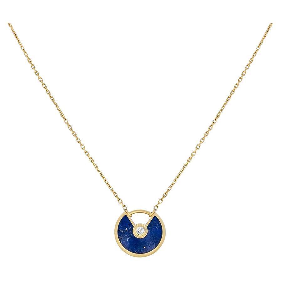 Yellow Gold Lapis & Diamond Amulette De Cartier Necklace