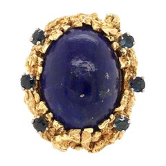 Yellow Gold, Lapis Lazuli and Sapphire Ring