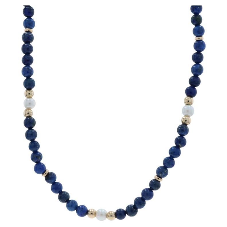 Collana di perle coltivate in oro giallo Lapislazzuli 29" - 14k