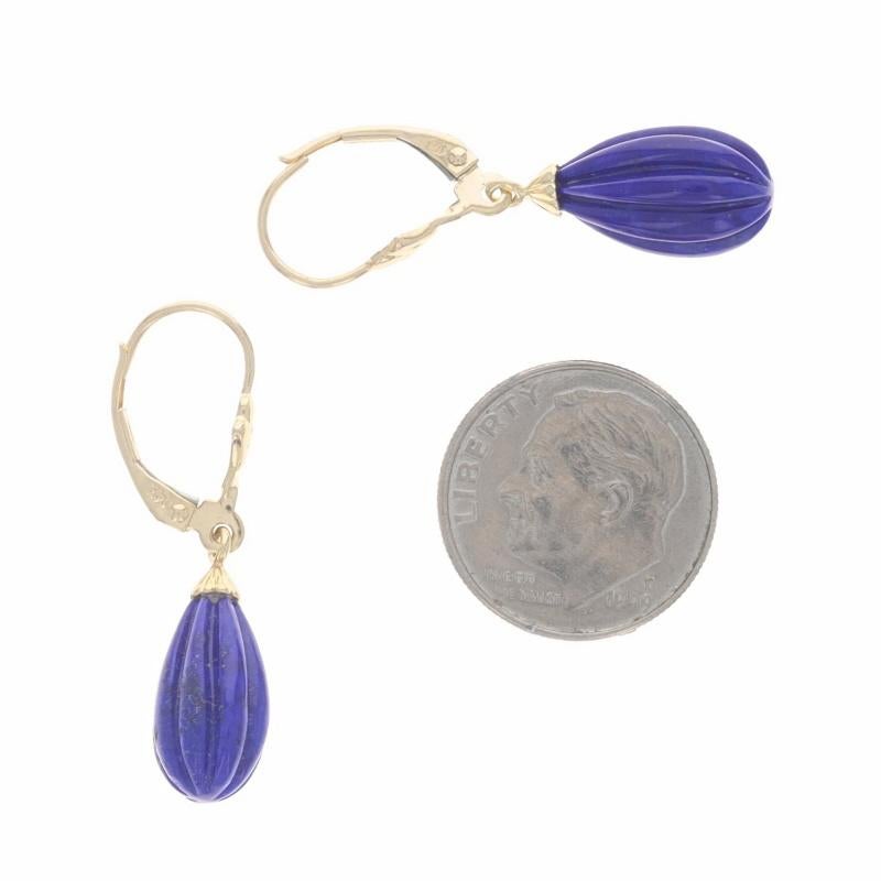 Ohrhänger aus Gelbgold mit Lapislazuli - 18 Karat geschnitzt und durchbohrt (Perle)