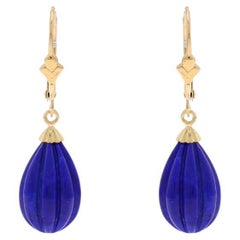Ohrhänger aus Gelbgold mit Lapislazuli - 18 Karat geschnitzt und durchbohrt