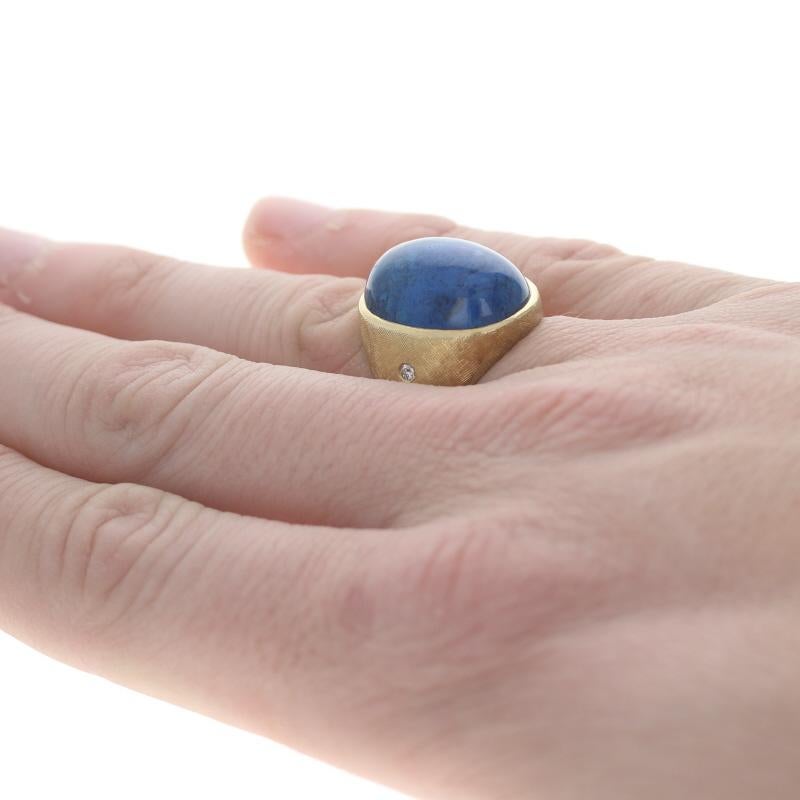 Yellow Gold Lapis Lazuli & Diamond Vintage Men's Ring - 14k Oval Cabochon Cut 1