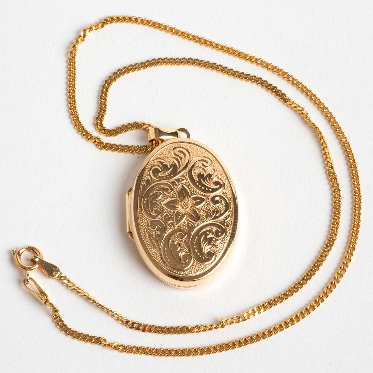 engraved locket gold