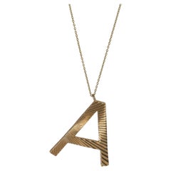 Yellow Gold  Large Fluted Initial A Pendant
