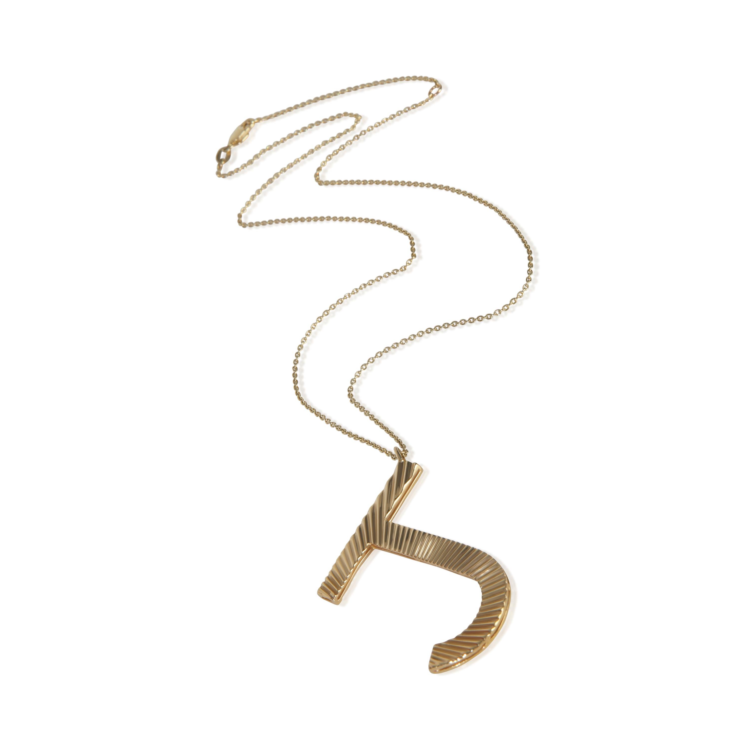 Women's Yellow Gold  Large Fluted Pendant For Sale