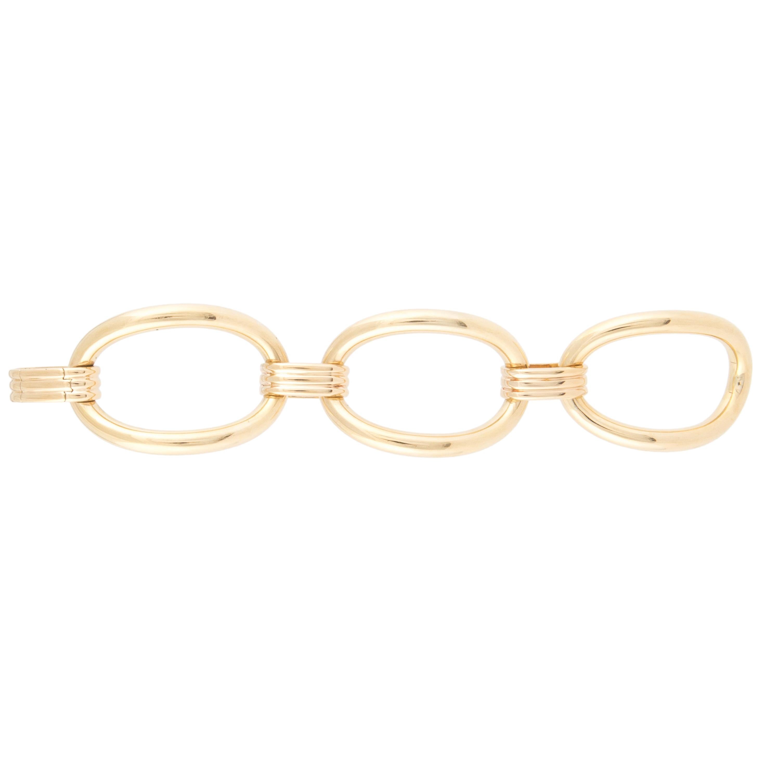 Italian 18K Gold Large Link Bracelet For Sale