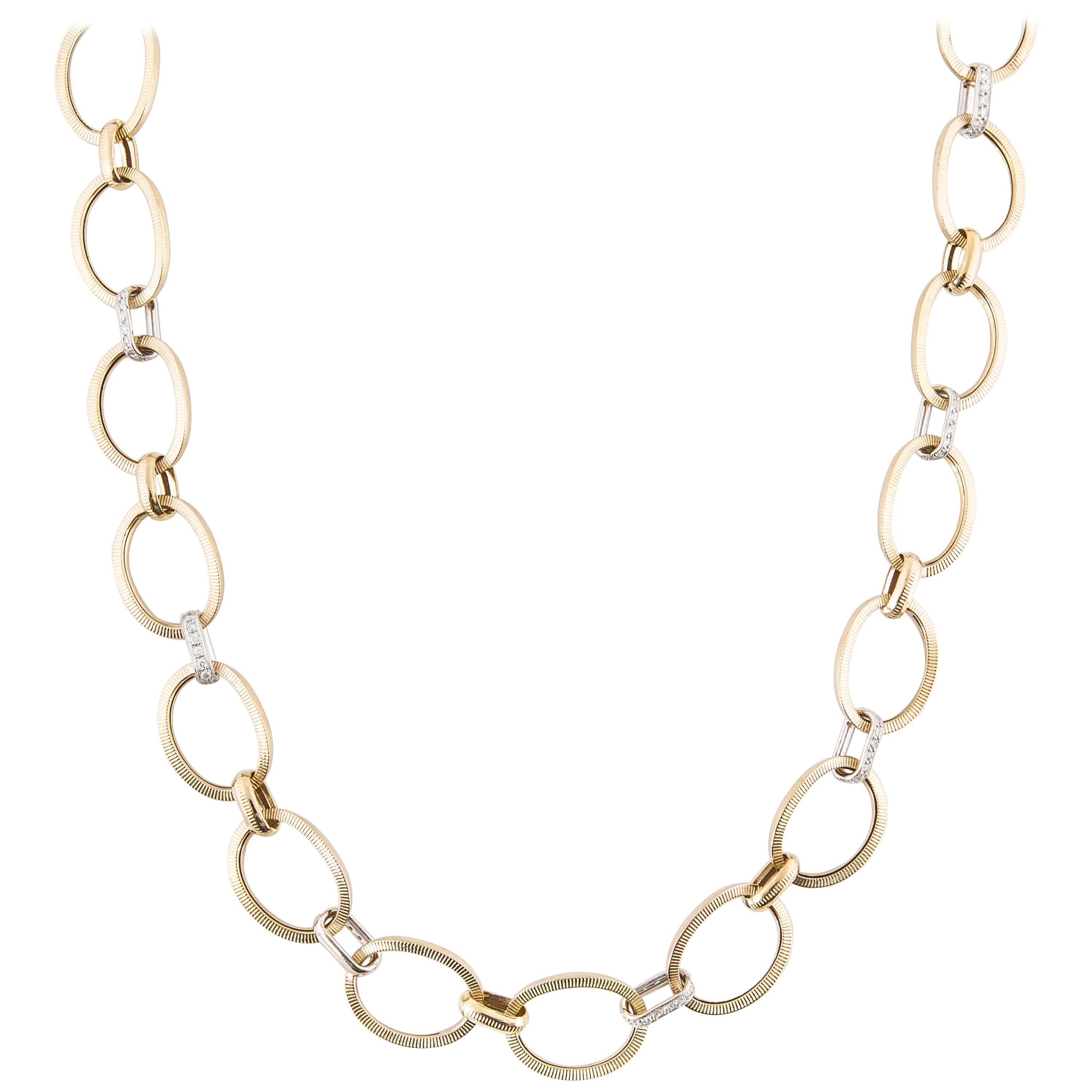 Large Link Necklace in 18K Gold with Diamonds