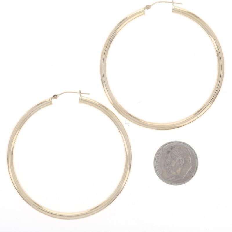 Yellow Gold Large Round Hoop Earrings - 14k Pierced In Excellent Condition For Sale In Greensboro, NC