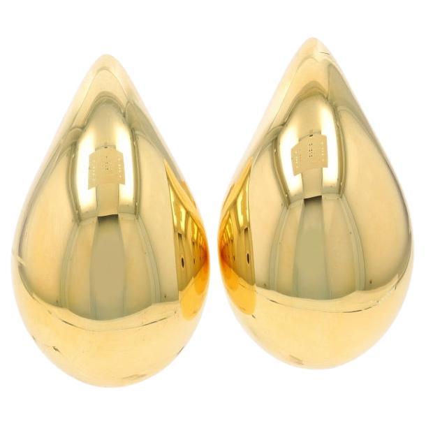 Orecchini a goccia grandi in oro giallo - 18 carati - a buco